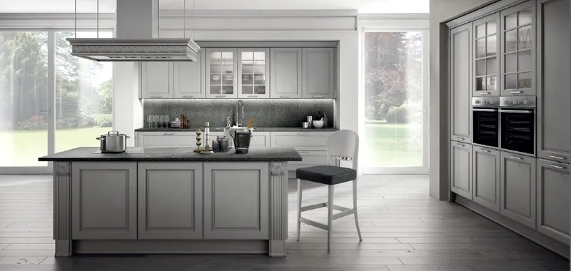 Дизайнерская кухня Stosa Cucine Dolcevita с серыми матовыми фасадами